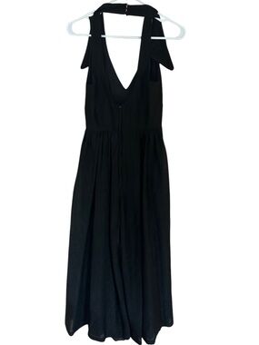 Saba Black Halter V-Neck Maxi wide leg jumpsuit size small
